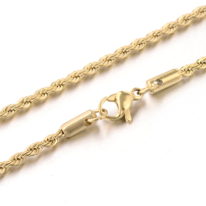 304 Stainless Steel Rope Chain Necklaces, with Lobster Claw Clasps, 15.7 inch(399mm)x2.5mm