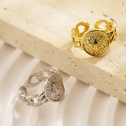 Модное женское кольцо-манжета из нержавеющей стали с резным сердцем, подарок на День Святого Валентина 