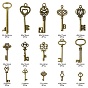 30Pcs 15 Style Tibetan Style Alloy Pendants, Key & Skeleton Key