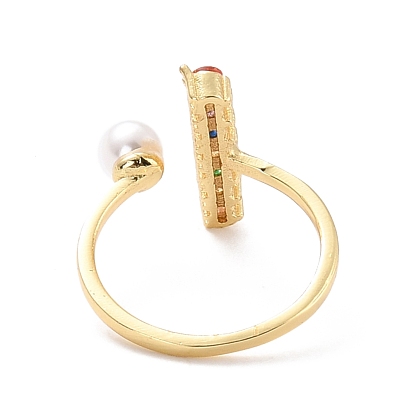 Anillo de puño de circonita cúbica de corazón hueco para el día de san valentín, anillo abierto con envoltura de alambre de latón chapado en oro real 18k, sin plomo y cadmio