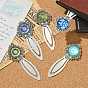Mosaic Printed Glass Cabochons Bookmarks, Tibetan Style Alloy Book Making Clips