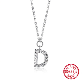 Rhodium Plated 925 Sterling Silver Cable Chains Pendant Necklaces for Women