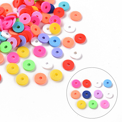 Handmade Polymer Clay Beads, Heishi Beads, for DIY Jewelry Crafts Supplies, Disc/Flat Round