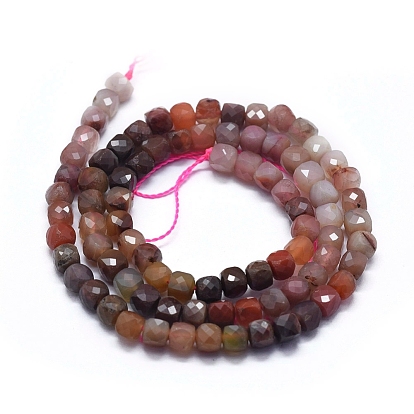 Natural Multi-Color Agate Beads Strands, Faceted, Dyed, Square