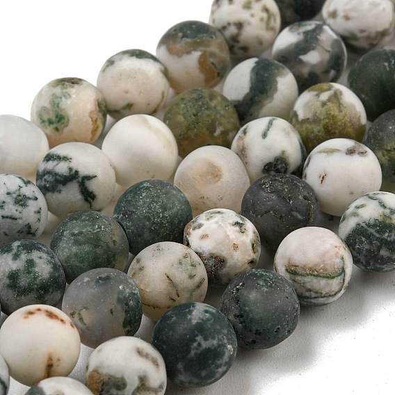 Ágata natural del árbol de ágata esmerilado piedras preciosas perlas ronda hebras