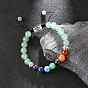 Chakra bijoux, bracelets de perles tressées en pierre naturelle et synthétique, avec les accessoires en alliage et corde de nylon, rectangle avec arbre