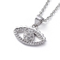 304 Stainless Steel Chain Necklaces, with Brass Micro Pave Cubic Zirconia Pendants, Horse Eye