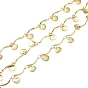 Handmade Brass Bar Link Chains, with Scallop Shell Shape Charm and Spool, Soldered, Long-Lasting Plated