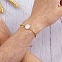 3 pcs 3 styles plats ronds 304 bracelets à breloques en acier inoxydable, avec perles de keshi naturelles carrées, chaînes en laiton et fermoirs à anneau à ressort