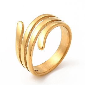 Chapado de iones (ip) 304 anillos de dedo de acero inoxidable para hombres y mujeres, anillos de banda ancha con rayas huecas
