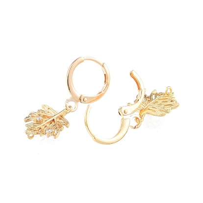 Boucles d'oreilles à levier pendantes en feuille de zircone cubique transparente, bijoux en laiton pour femmes, sans cadmium et sans nickel et sans plomb