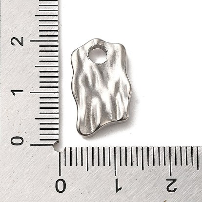 304 Stainless Steel Pendants, Wave Rectangle Charms