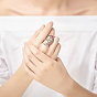 SHEGRACE Adjustable 925 Sterling Silver Finger Ring, with Enamel, Leaves, Size 8