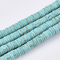 Perles synthétiques turquoise brins, teint, perles heishi, Plat rond / disque