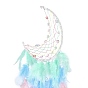 Tela/red tejida de hierro con adornos colgantes de plumas, con cuentas de plástico y tela, luna