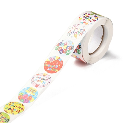 Birthday Themed Pattern Self-Adhesive Stickers, Roll Sticker, for Party Decorative Presents
