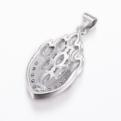 Ensembles de bijoux en zircone cubique à micro-cuivres en laiton, pendentifs & boucles d'oreilles et anneaux, marquise / oeil de cheval, platine
