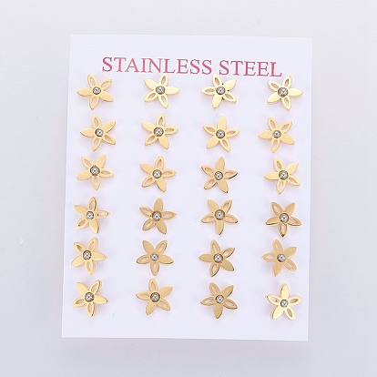 304 Stainless Steel Stud Earrings, Hypoallergenic Earrings, Flower