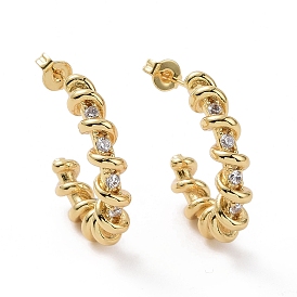 Серьги-гвоздики в форме с из прозрачного кубического циркония, латунные серьги-кольца для женщин