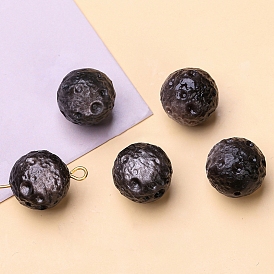 Perles d'obsidienne en argent naturel, perles de pierre météorite