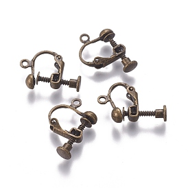 Rack Plated Brass Screw Clip-on Earring Findings, Spiral Ear Clip