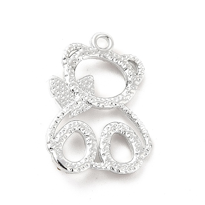 Alloy Crystal Rhinestone Pendants, with ABS Plastic Imitation Pearl Bead, Bear Charms
