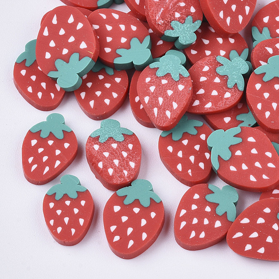 Handmade Polymer Clay Cabochons, Strawberry