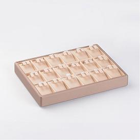 Boucles d'oreilles en bois boîtes de présentation, recouvert de cuir PU, 18x25x3.2 cm