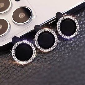 Glass & Aluminium Alloy Rhinestone Mobile Phone Lens Film, Lens Protection Accessories, Compatible with 13/14/15 Pro & Pro Max Camera Lens Protector