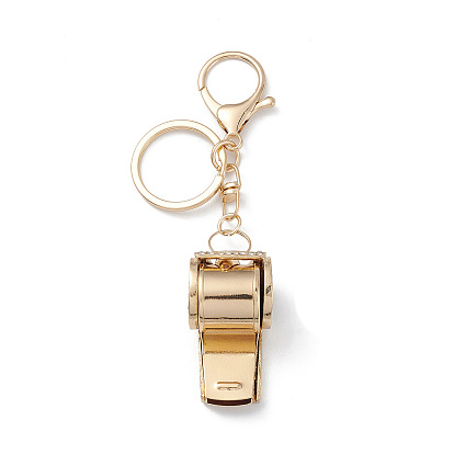 Porte-clés pendentif sifflet strass en alliage de zinc brillant, pour les ornements de breloques de sac de clé de voiture