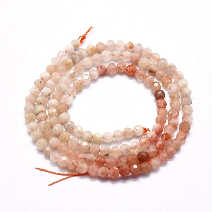 Natural Strawberry Quartz Beads Strands, Gradient Color, Gradient Style, Round, Faceted