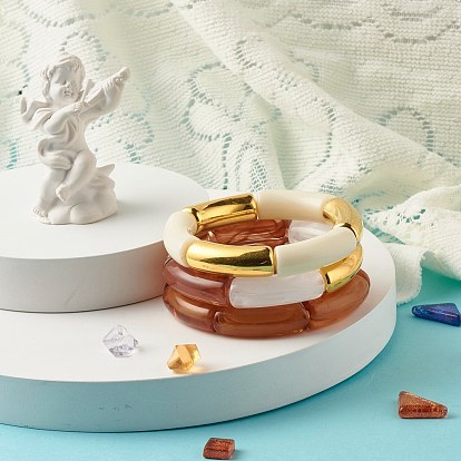 Ensemble de bracelets extensibles en perles de tube acrylique épais pour fille femme