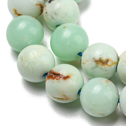Natural Green Opal Beads Strands, Dyed, Round