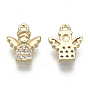 Brass Micro Pave Clear Cubic Zirconia Charms, Nickel Free, Angel