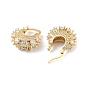 Clear Cubic Zirconia Teardrop Thick Hoop Earrings, Brass Jewelry for Women, Cadmium Free & Lead Free