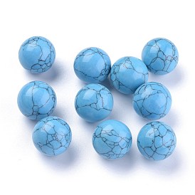 Synthetic Turquoise Beads, No Hole/Undrilled, Round