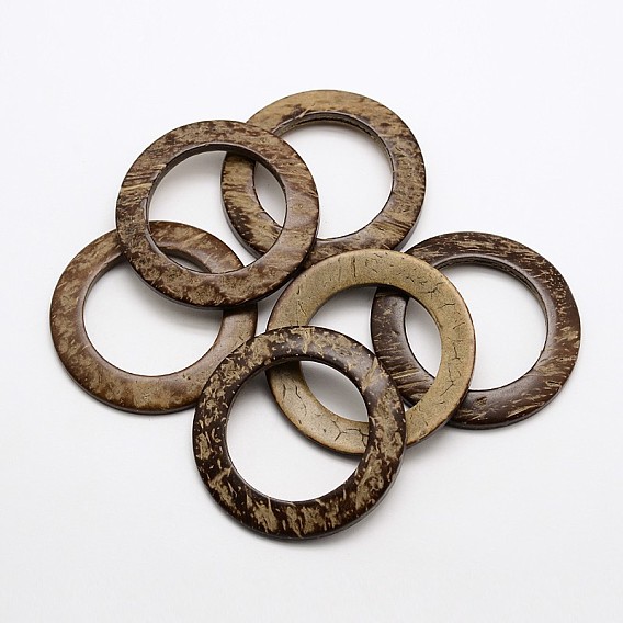 Ring Coconut Linking Rings, 45x4~6mm, Hole: 30mm