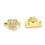 Rack Plating Brass Pave Cubic Zirconia Slide Charms, Cadmium Free & Lead Free, Long-Lasting Plated, Heart