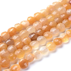 Natural Aventurine Beads Strands, Faceted, Flat Round