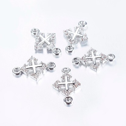 Long-Lasting Plated Brass Micro Pave Cubic Zirconia Links, Cross
