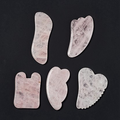 Planches gua sha en quartz rose naturel, grattage des outils de massage, outil gua sha pour le soulagement du corps du visage, formes mixtes