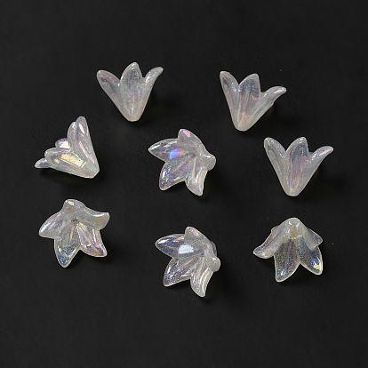 Transparent Acrylic Bead Caps, Glitter Flower