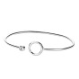 SHEGRACE Simple Design 925 Sterling Silver Cuff Bangle, Circle with Grade AAA Cubic Zirconia, 190mm