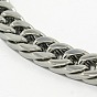 201 Stainless Steel Cuban Link Chain Necklaces, with Lobster Claw Clasps, Stainless Steel Color, 23.6 inch