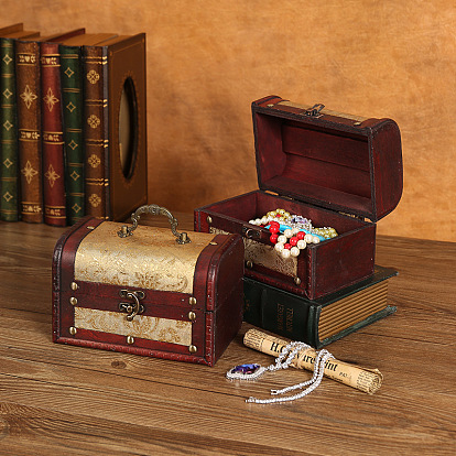 Boîte à bijoux en bois, avec fermoir avant, pour les loisirs artistiques et le stockage à domicile, rectangle