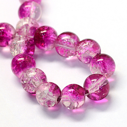Baking Painted Transparent Crackle Glass Round Bead Strands, 4.5~5mm, Hole: 1mm, about 210pcs/strand, 31.4 inch