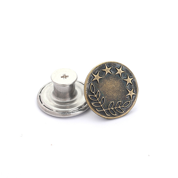 Alloy Button Pins for Jeans, Nautical Buttons, Garment Accessories, Round with Star