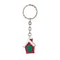 Christmas Theme Resin Pendant Keychain, with Iron Keychain Clasp, Mixed Shapes