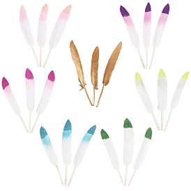 Gorgecraft 35Pcs 7 Color Glitter Goose Feather Costume Accessories, Gradient Color, Sewing Craft Decoration, Feather