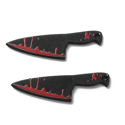 Непрозрачные смоляные подвески ужасов хэллоуина в готическом стиле, кровавый нож/топор/ножницы, для изготовления ювелирных серег, чёрные